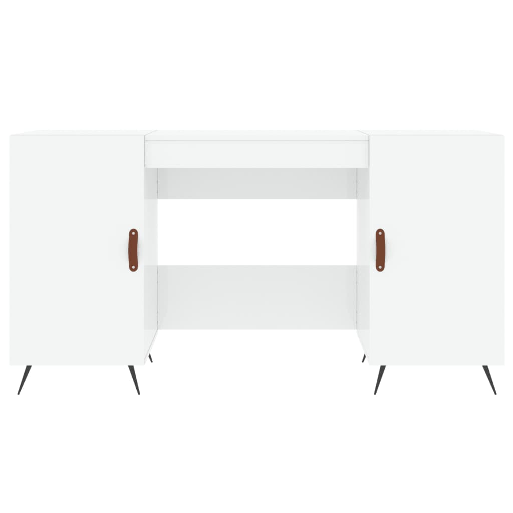 High Gloss White Desk, 140x50x75 cm, Engineered Wood
