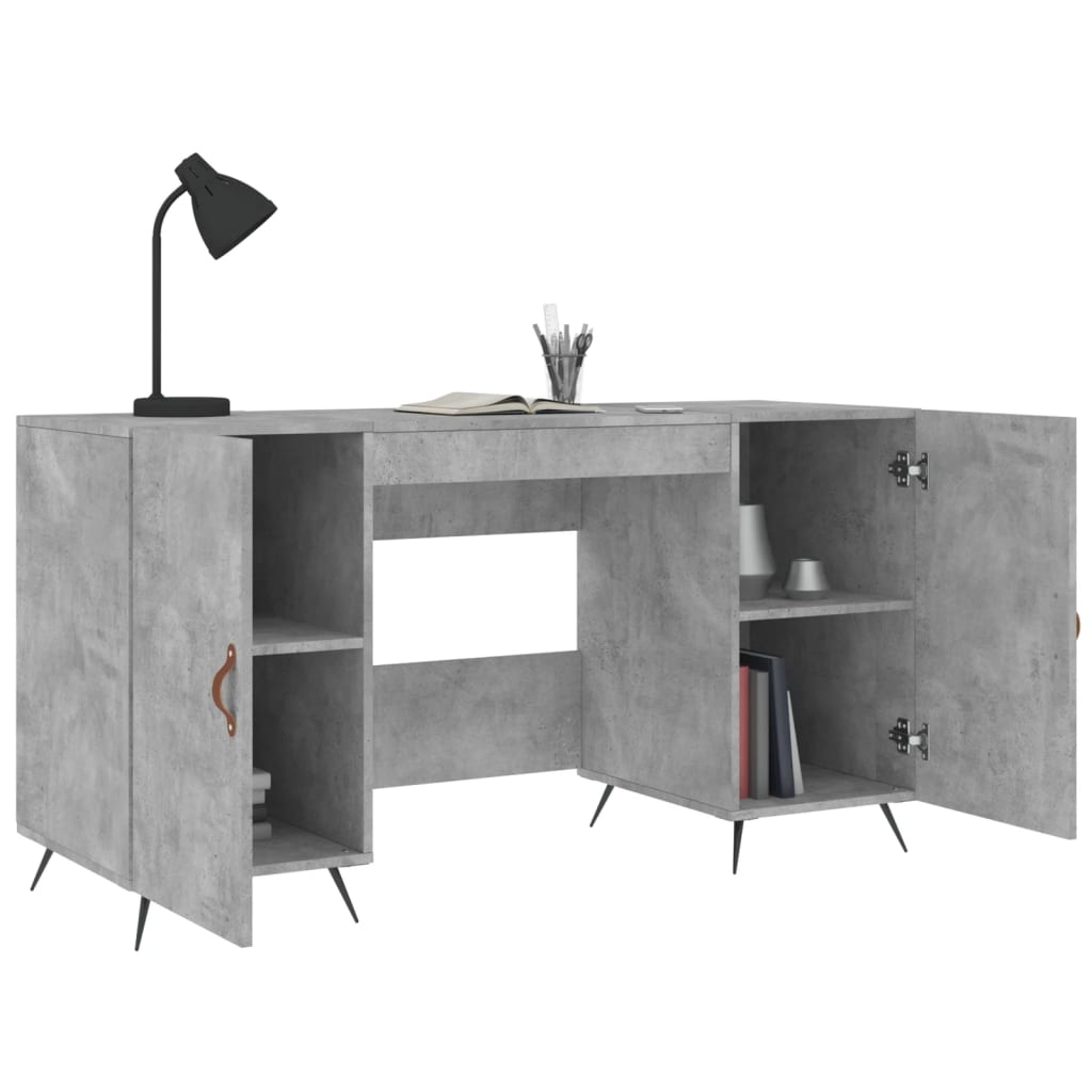 Sleek Concrete Grey Desk 140x50x75 cm - Engineered Wood