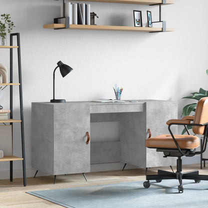 Sleek Concrete Grey Desk 140x50x75 cm - Engineered Wood