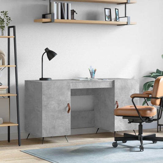 Sleek Concrete Grey Desk 140x50x75 cm - Engineered Wood