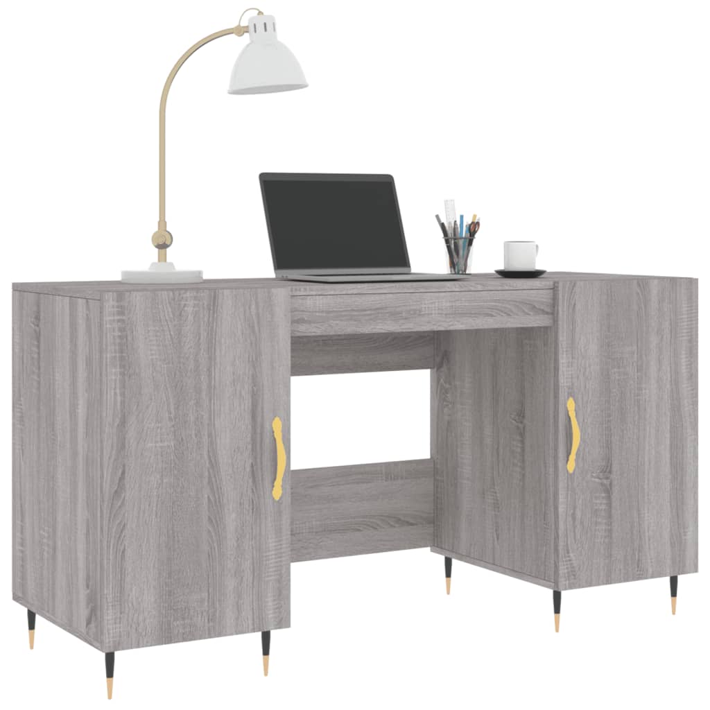 Grey Sonoma Desk 140x50x75 cm - Engineered Wood Workspace