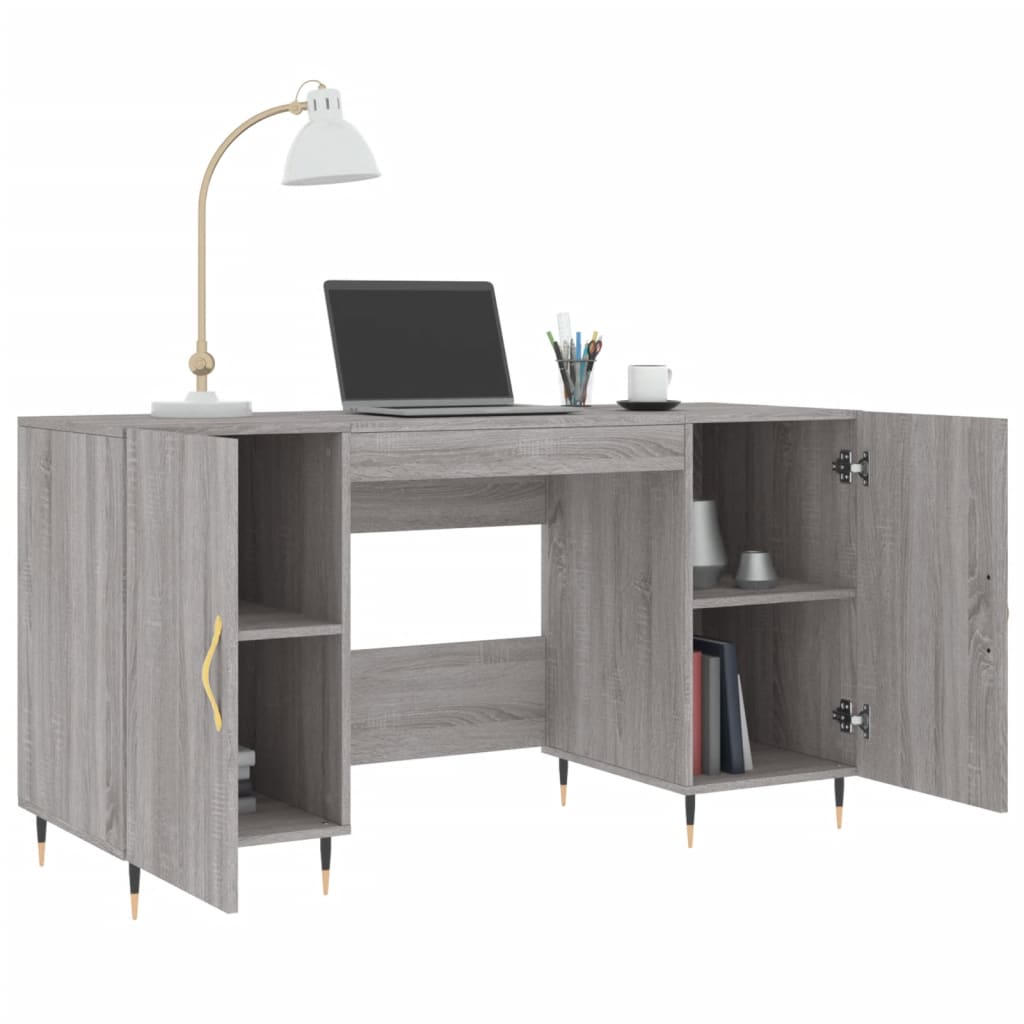 Grey Sonoma Desk 140x50x75 cm - Engineered Wood Workspace