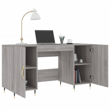 Grey Sonoma Desk 140x50x75 cm - Engineered Wood Workspace