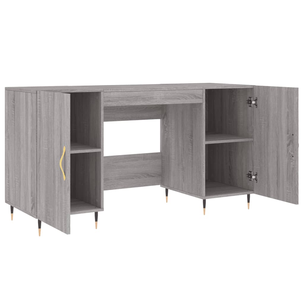 Grey Sonoma Desk 140x50x75 cm - Engineered Wood Workspace