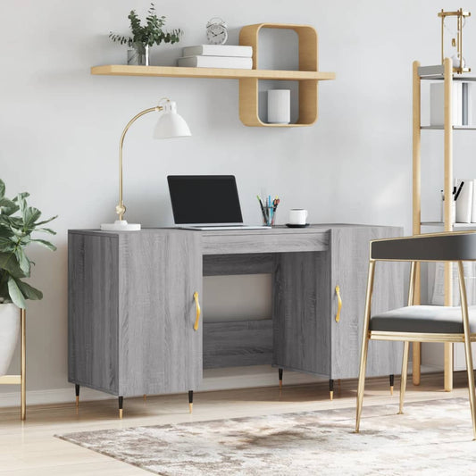 Grey Sonoma Desk 140x50x75 cm - Engineered Wood Workspace