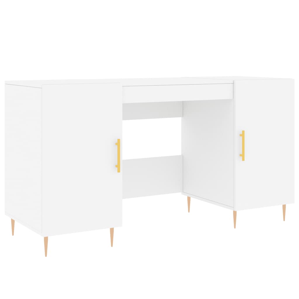 Sleek White Engineered Wood Desk, 140x50x75 cm