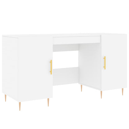 Sleek White Engineered Wood Desk, 140x50x75 cm