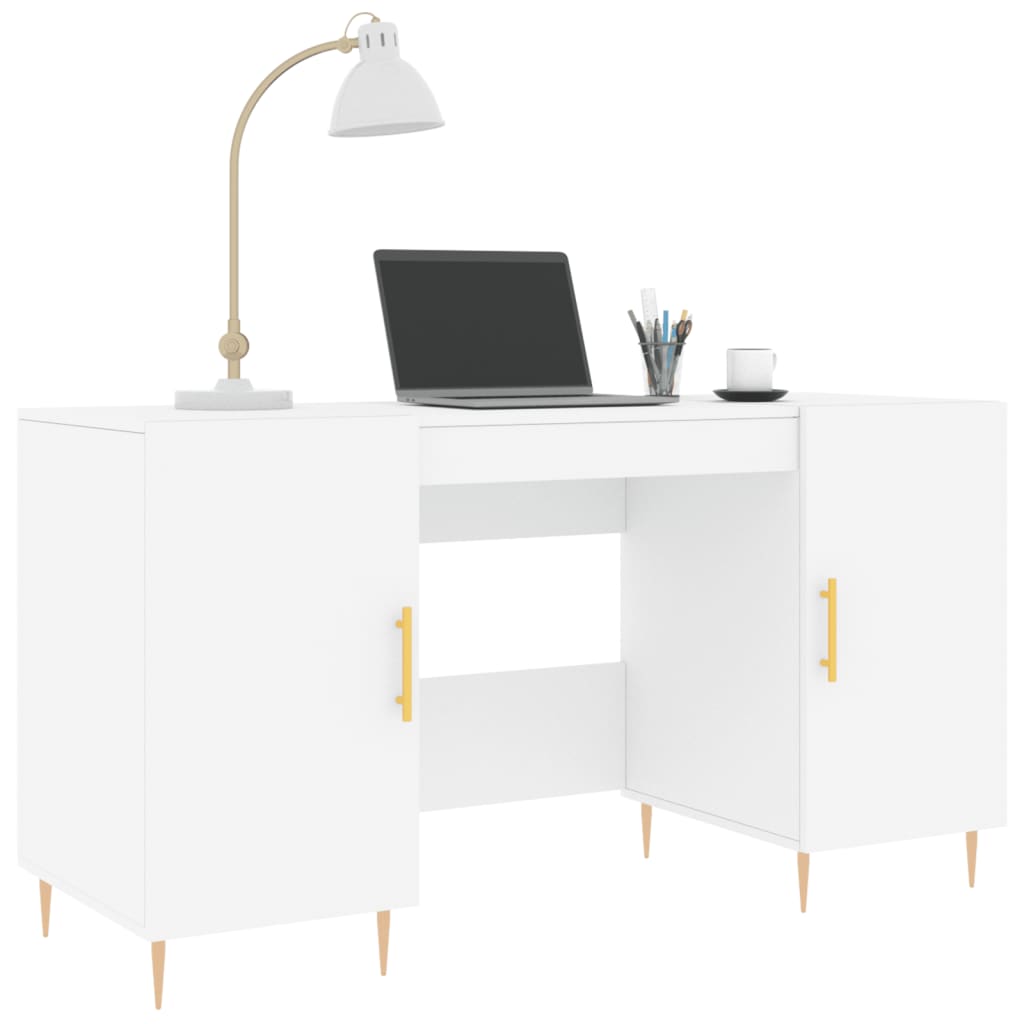 Sleek White Engineered Wood Desk, 140x50x75 cm