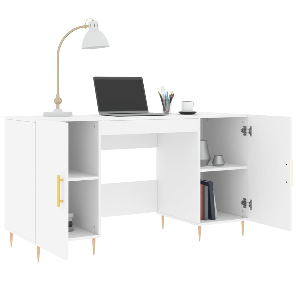 Sleek White Engineered Wood Desk, 140x50x75 cm