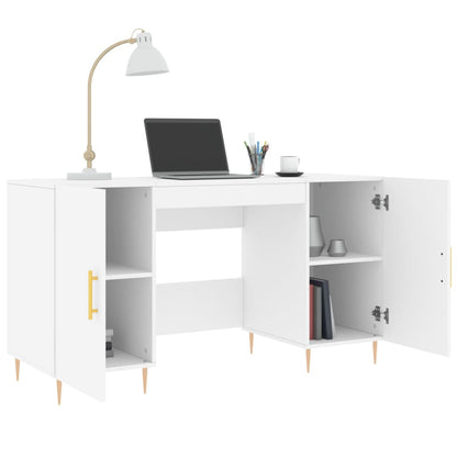 Sleek White Engineered Wood Desk, 140x50x75 cm