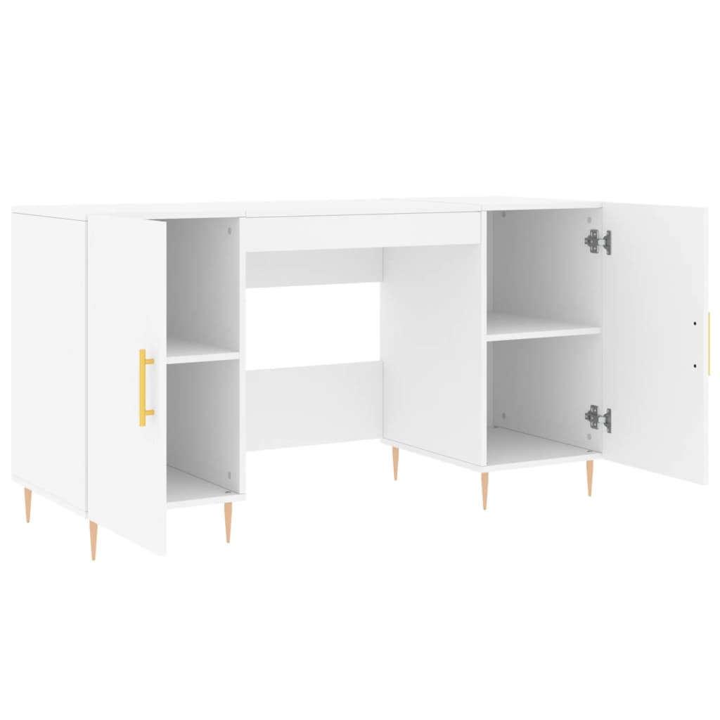 Sleek White Engineered Wood Desk, 140x50x75 cm
