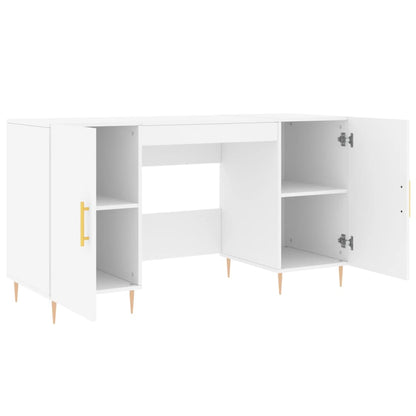 Sleek White Engineered Wood Desk, 140x50x75 cm
