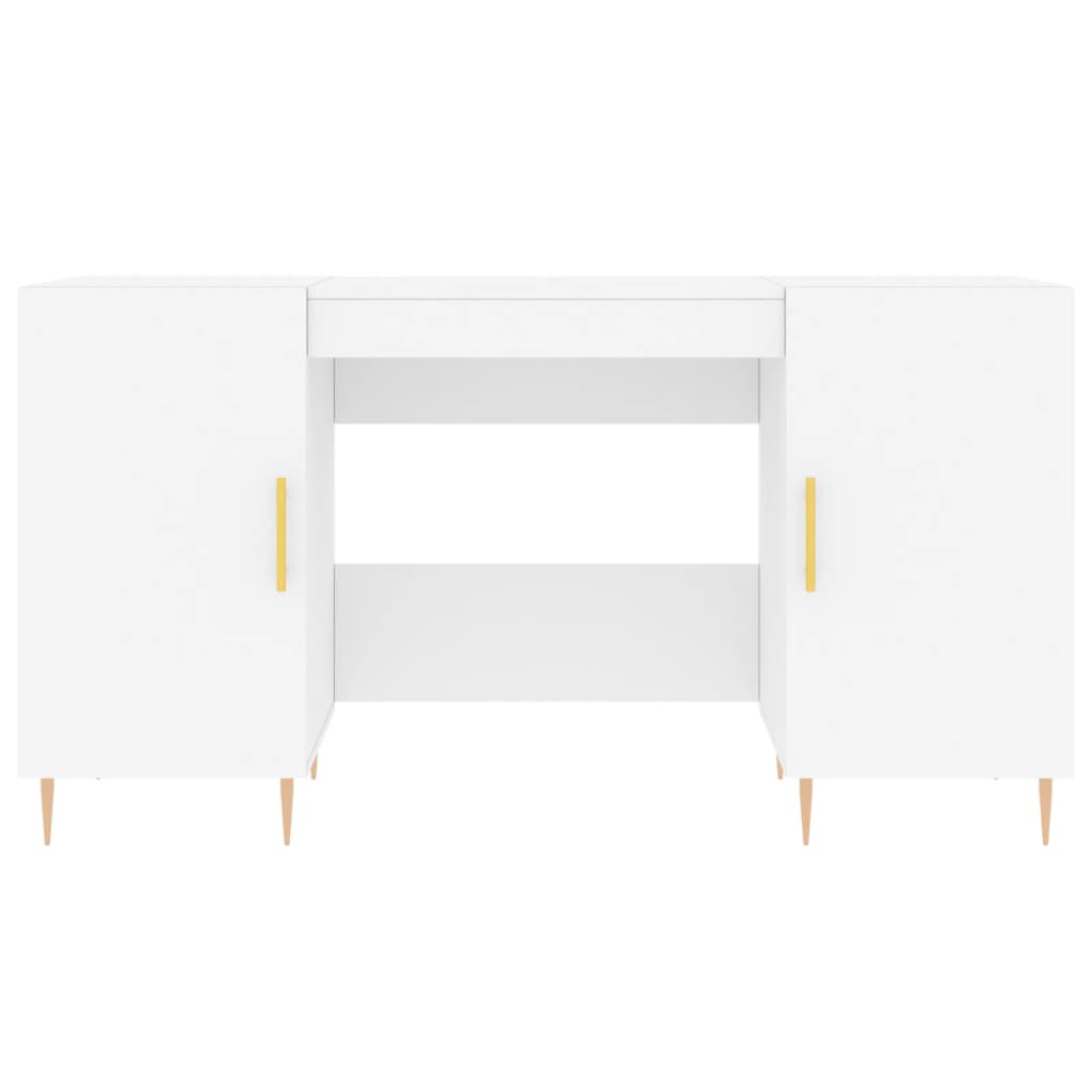 Sleek White Engineered Wood Desk, 140x50x75 cm