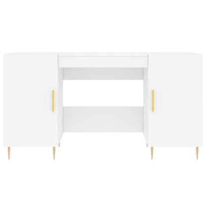 Sleek White Engineered Wood Desk, 140x50x75 cm