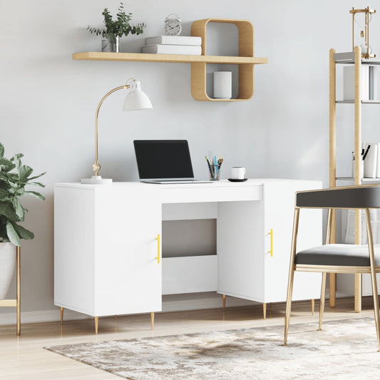 Sleek White Engineered Wood Desk, 140x50x75 cm