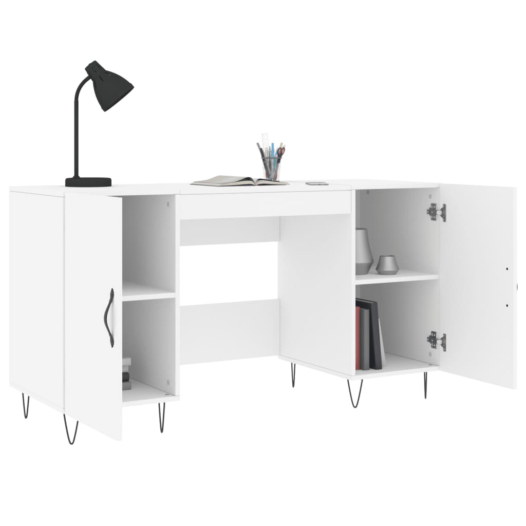 Desk White 140x50x75 cm Engineered Wood