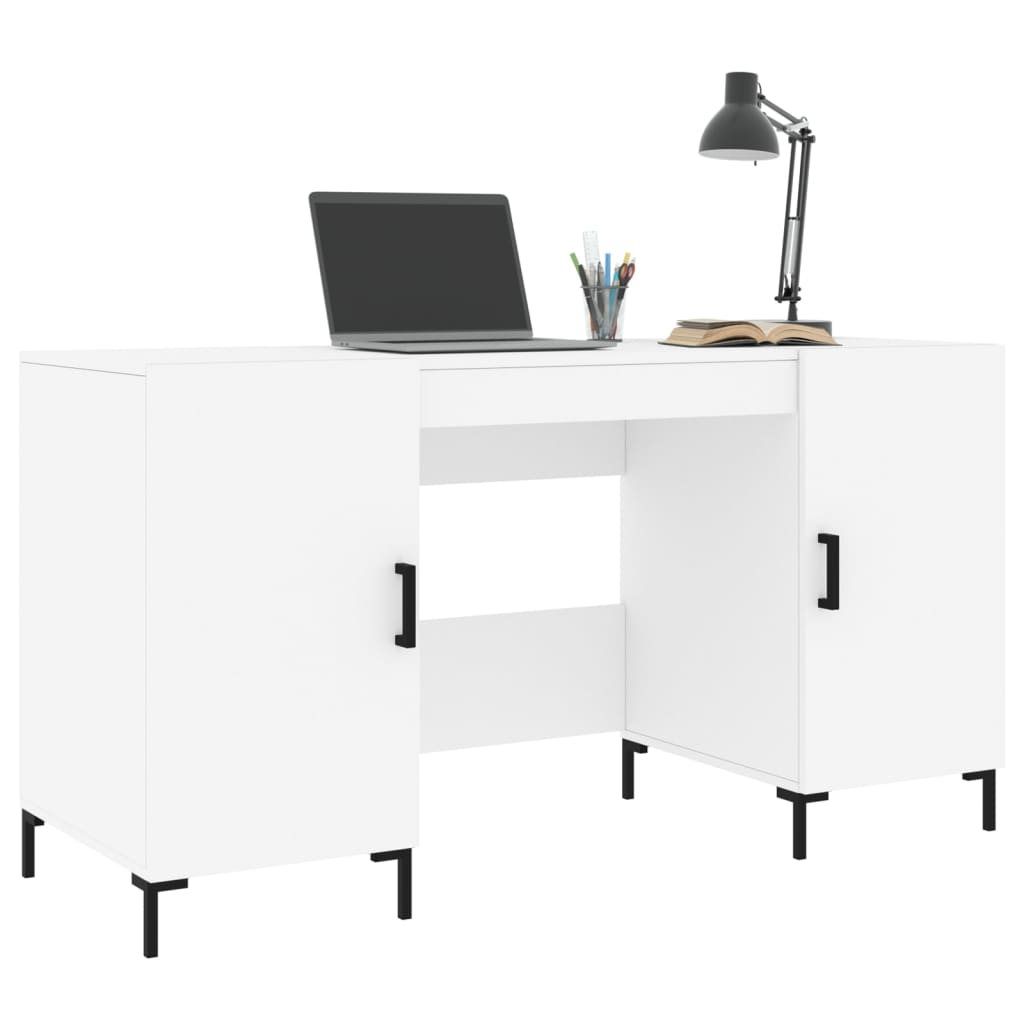 Sleek White Engineered Wood Desk 140x50x75 cm for Stylish Spaces