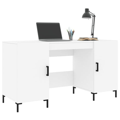 Sleek White Engineered Wood Desk 140x50x75 cm for Stylish Spaces