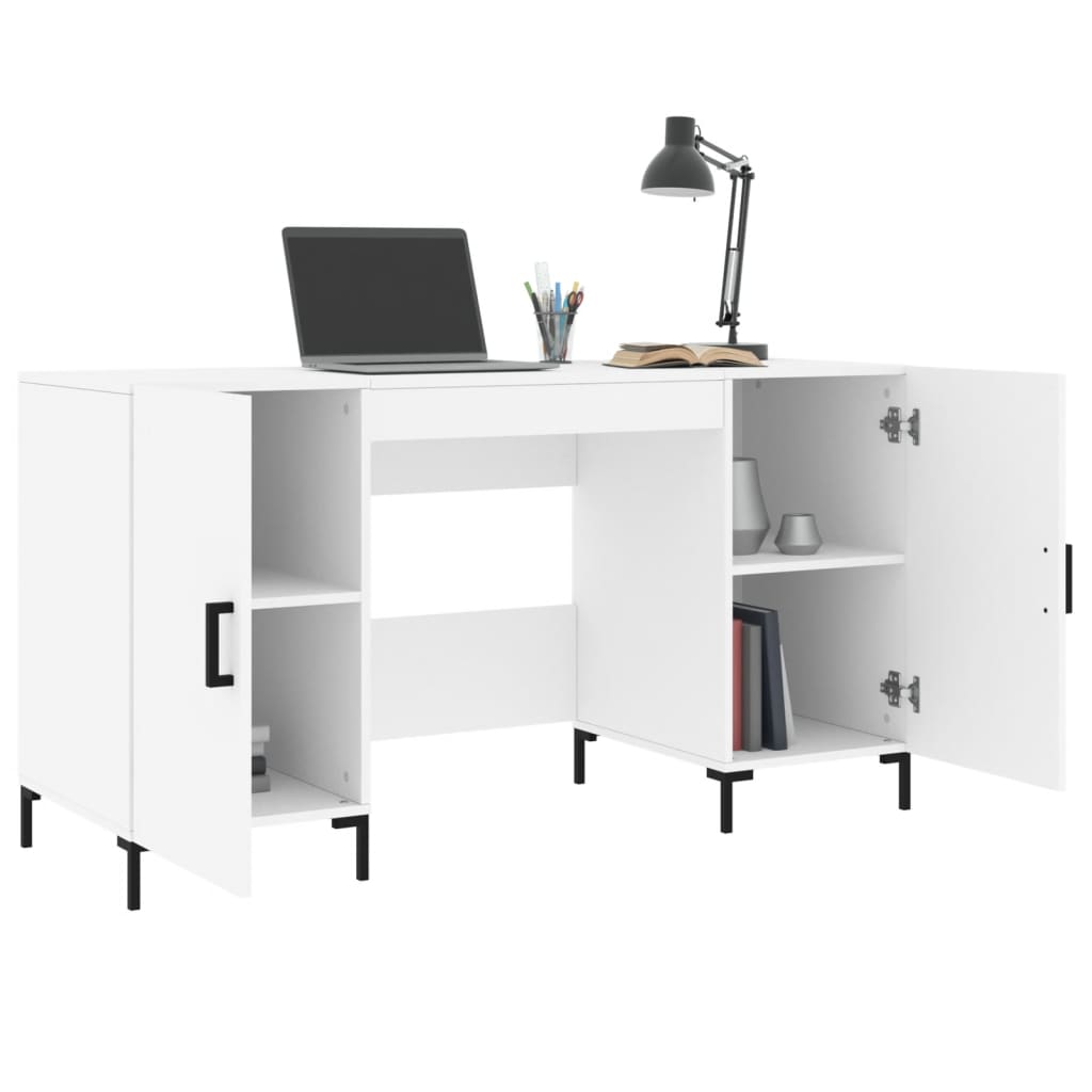 Sleek White Engineered Wood Desk 140x50x75 cm for Stylish Spaces