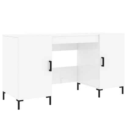 Glossy White Desk 140x50x75 cm - Engineered Wood Finish