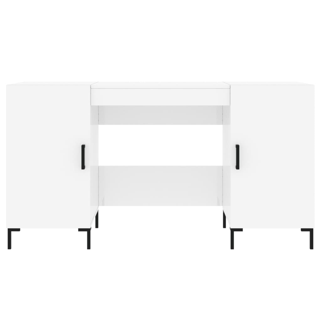 Glossy White Desk 140x50x75 cm - Engineered Wood Finish