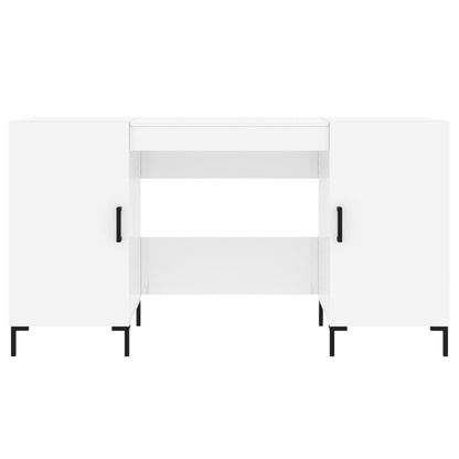 Glossy White Desk 140x50x75 cm - Engineered Wood Finish
