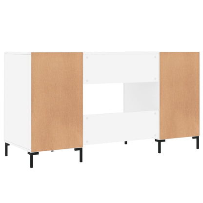 Glossy White Desk 140x50x75 cm - Engineered Wood Finish