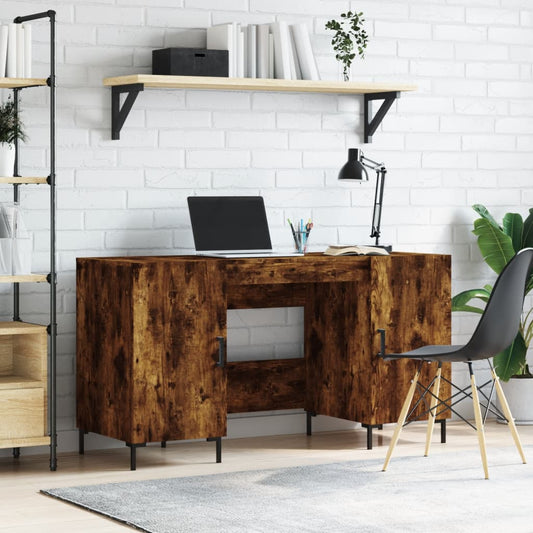 Smoked Oak Desk 140x50x75 cm - Engineered Wood