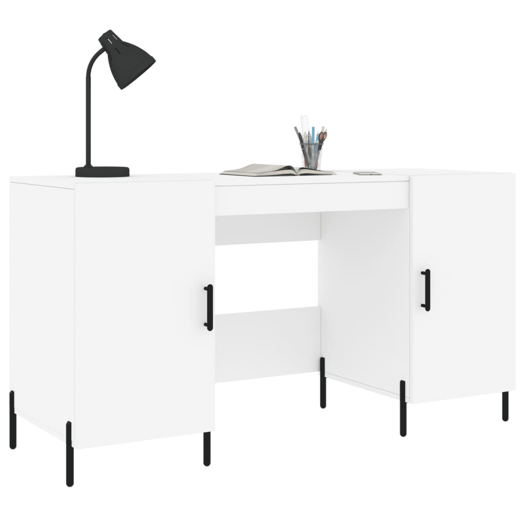 Engineered Wood Desk White 140x50x75 cm