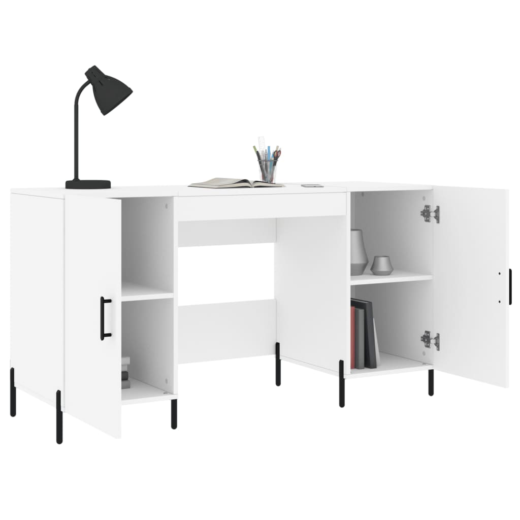Engineered Wood Desk White 140x50x75 cm