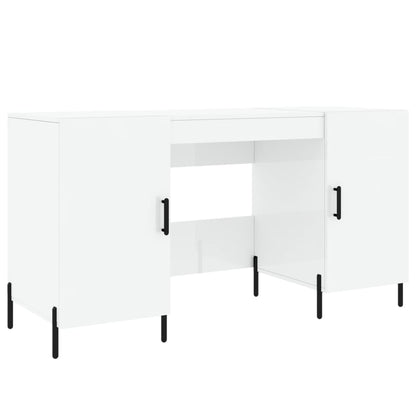 Sleek High Gloss White Desk - 140x50x75 cm, Engineered Wood