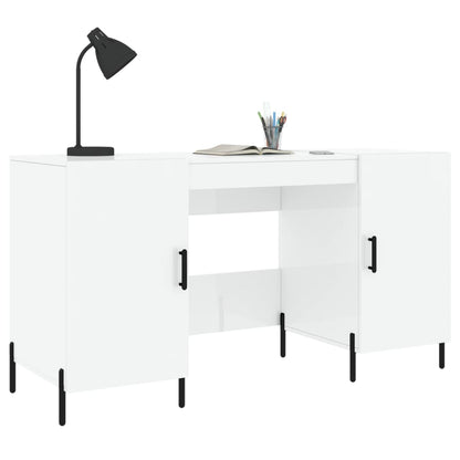 Sleek High Gloss White Desk - 140x50x75 cm, Engineered Wood