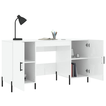 Sleek High Gloss White Desk - 140x50x75 cm, Engineered Wood