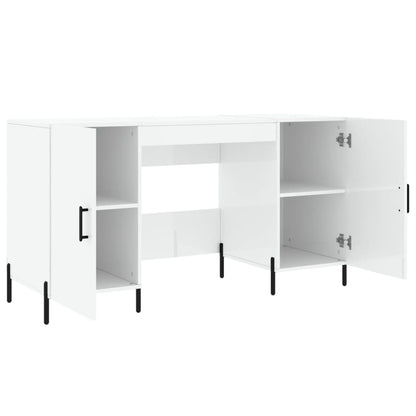 Sleek High Gloss White Desk - 140x50x75 cm, Engineered Wood