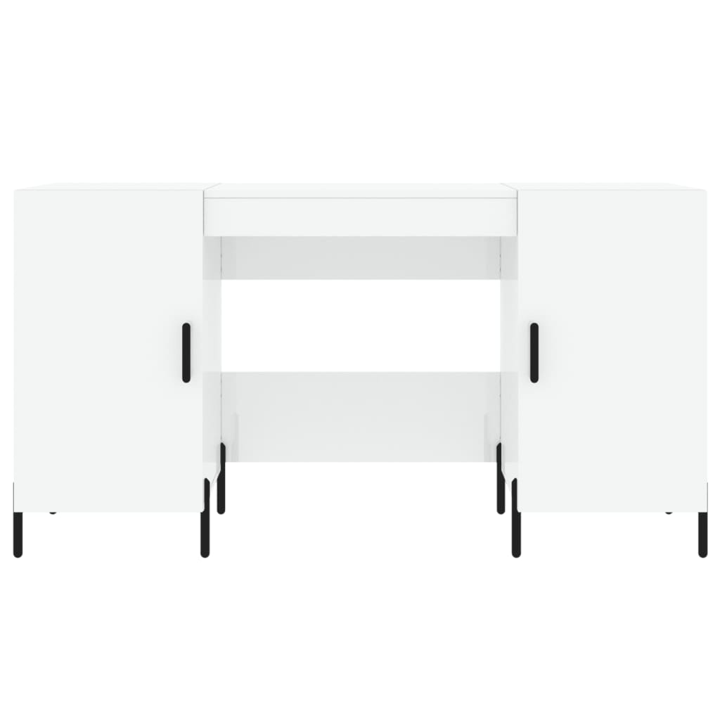 Sleek High Gloss White Desk - 140x50x75 cm, Engineered Wood