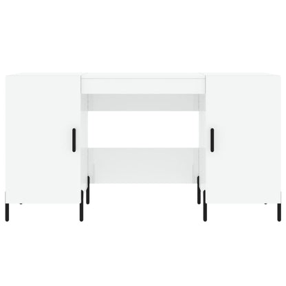 Sleek High Gloss White Desk - 140x50x75 cm, Engineered Wood