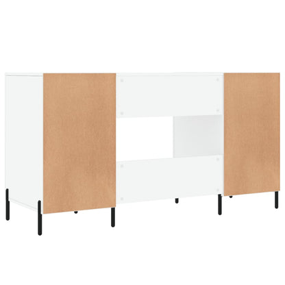 Sleek High Gloss White Desk - 140x50x75 cm, Engineered Wood