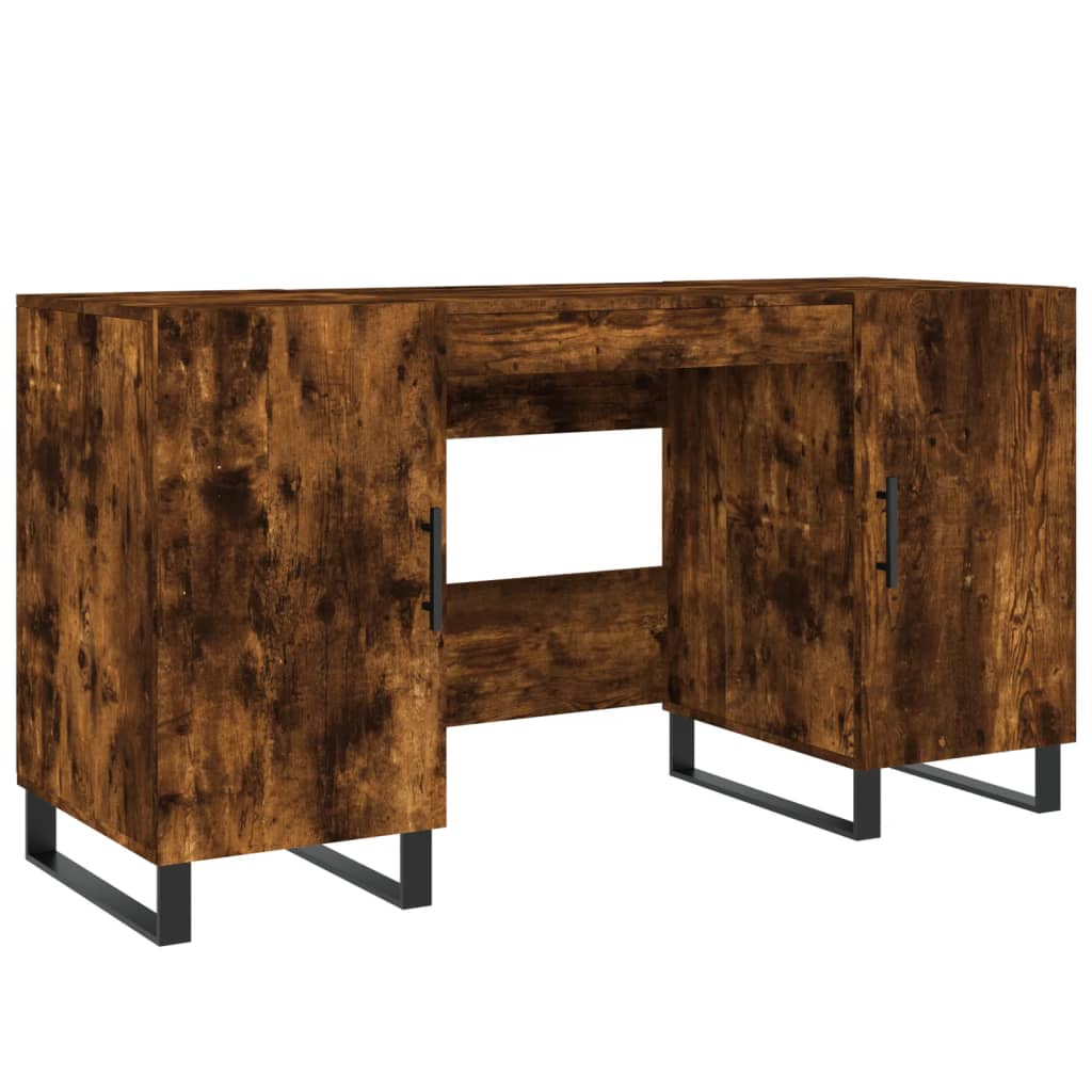 Sleek Smoked Oak Desk 140x50x75 cm - Engineered Wood Finish