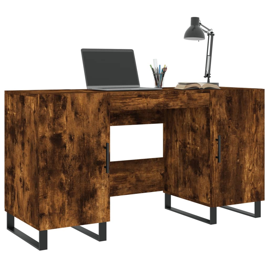 Sleek Smoked Oak Desk 140x50x75 cm - Engineered Wood Finish