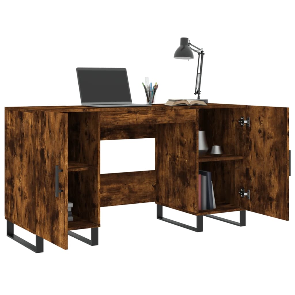 Sleek Smoked Oak Desk 140x50x75 cm - Engineered Wood Finish