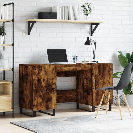 Sleek Smoked Oak Desk 140x50x75 cm - Engineered Wood Finish