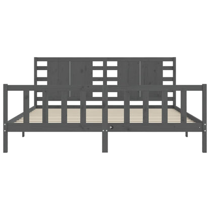 Bed Frame without Mattress Grey 200x200 cm Solid Wood Pine