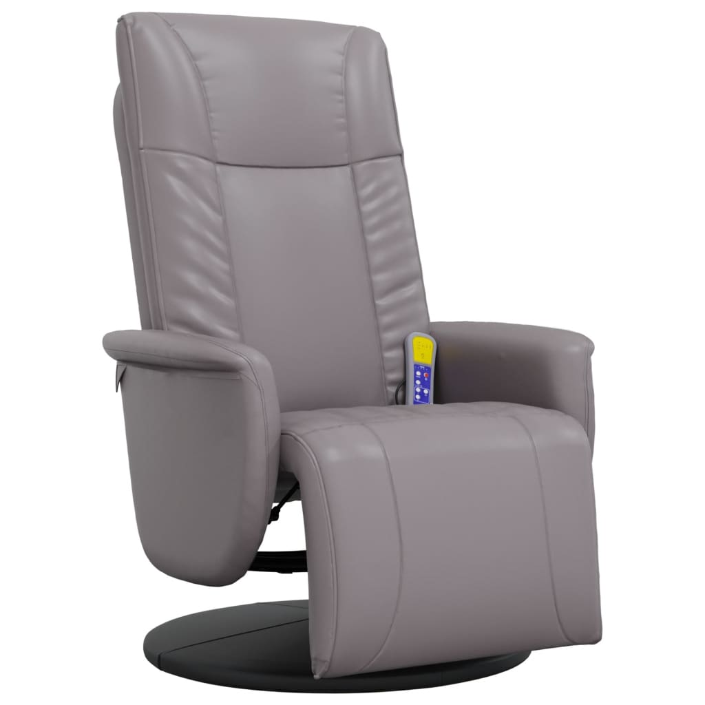 Massage Recliner Chair with Footrest Grey Faux Leather