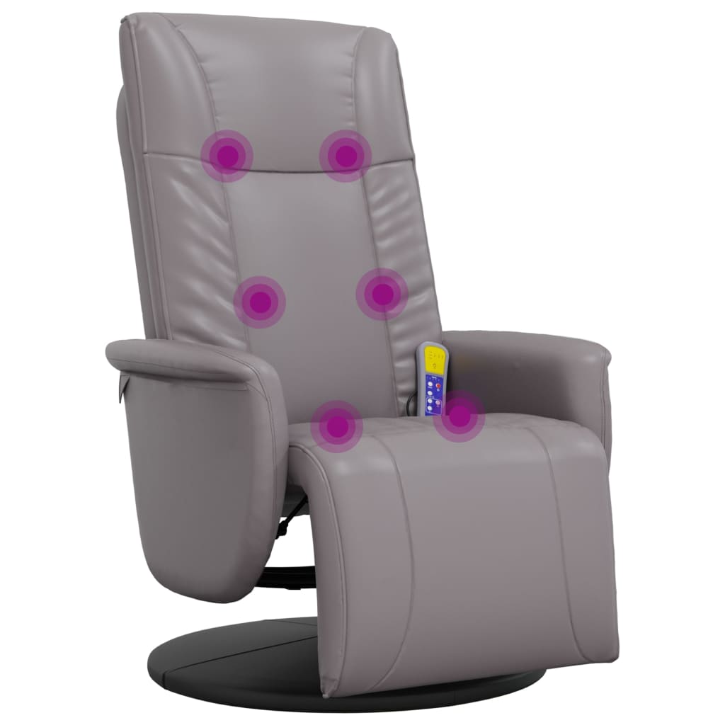 Massage Recliner Chair with Footrest Grey Faux Leather