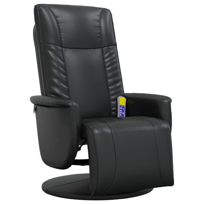 Massage Recliner Chair with Footrest Black Faux Leather