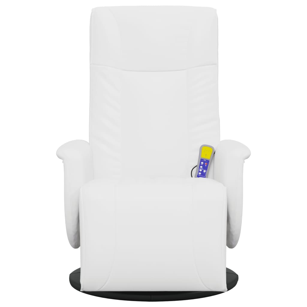 Massage Recliner Chair with Footrest White Faux Leather
