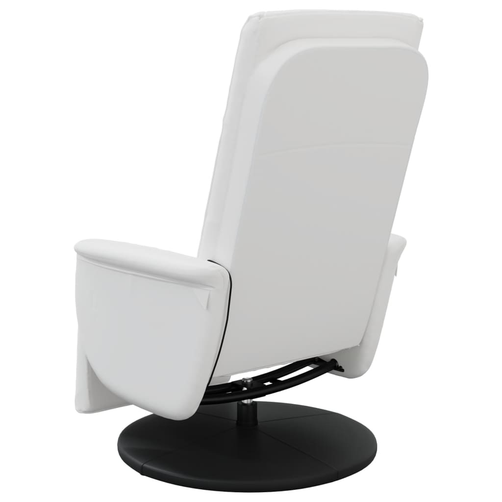 Massage Recliner Chair with Footrest White Faux Leather