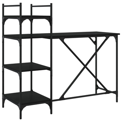 Sleek Black Computer Desk with Shelves - 120x47x109 cm