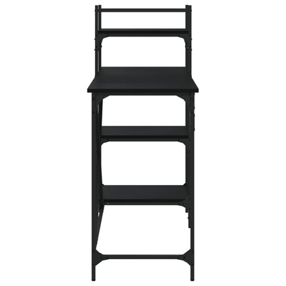 Sleek Black Computer Desk with Shelves - 120x47x109 cm
