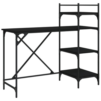 Sleek Black Computer Desk with Shelves - 120x47x109 cm